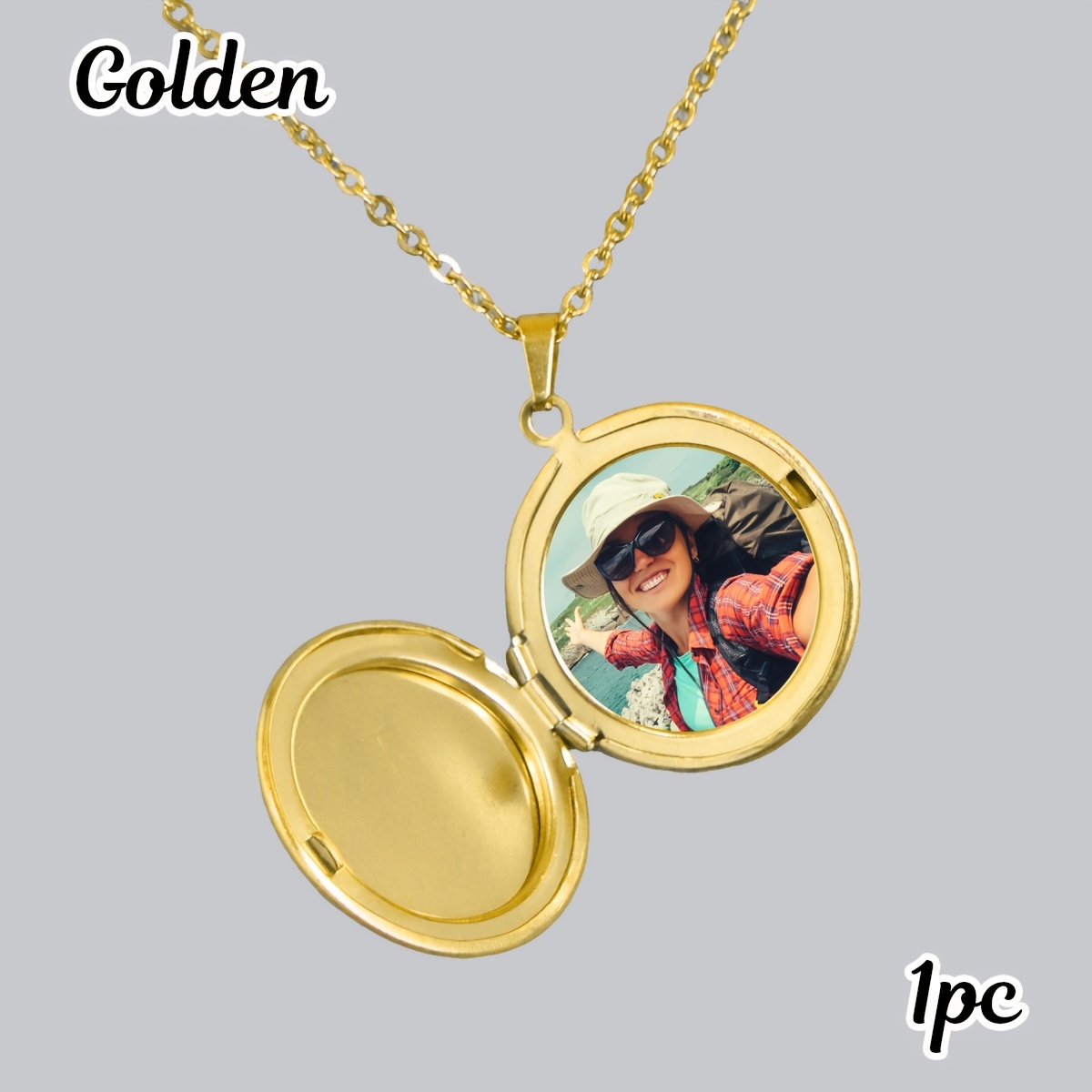 Custom Photo Locket Necklace with Opening Frame Pendant